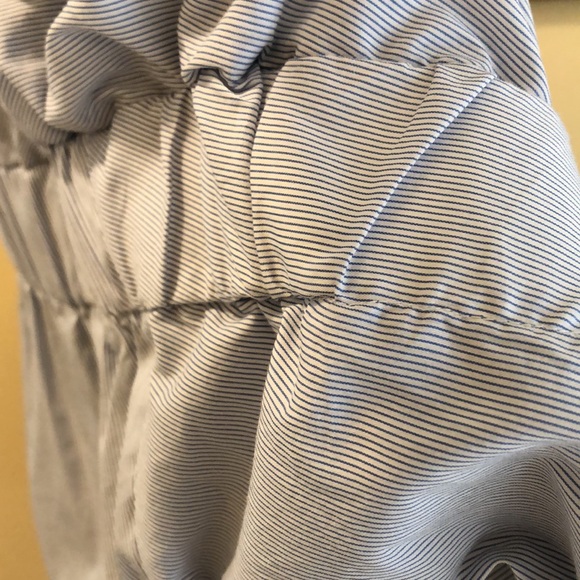 Trouve Mixed Fabric Sweatshirt front, Oxford striped back, shirred details - Picture 5 of 6